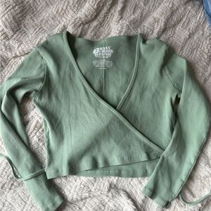 2 Many Colors Light Green Wrap Blouse